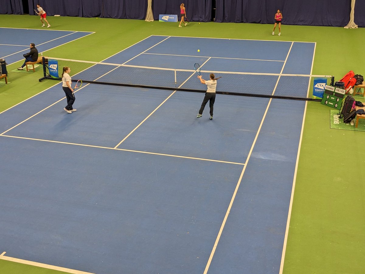 Warm up underway for the first round of doubles against Queenswood at the @the_LTA National Tennis Finals. Good luck Maddie and Lucy 🎾🎾🎾🎾