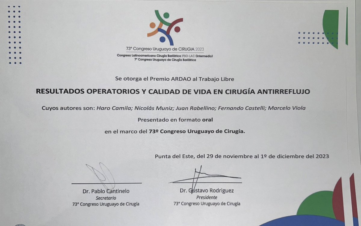 MVM (@mviolam) on Twitter photo 2 nuevas distinciones para el Dpto de Cirugía de MUCAM. Premio Ardao y 2do mejor video en el Congreso Uriguayo de Cirugía. Felicitaciones Camila Haro y Federico Durán. <a href="/MedicaUruguaya/">Medica Uruguaya</a> 2 nuevas distinciones para el Dpto de Cirugía de MUCAM. Premio Ardao y 2do mejor video en el Congreso Uriguayo de Cirugía. Felicitaciones Camila Haro y Federico Durán. <a href="/MedicaUruguaya/">Medica Uruguaya</a>