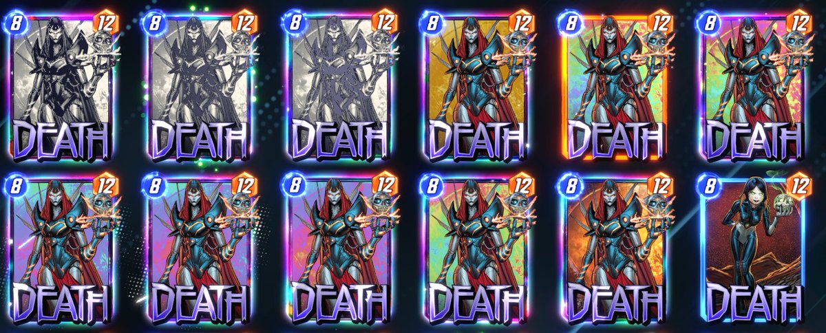 My good friend  <a href="/jonnybgoodegame/">Jonny B. Goode</a>  challenge me to share  my top split card  !!! Death !!! Even Thanos bow to her #MarvelSnap

I nominate the following to show off your top splits in 
<a href="/MARVELSNAP/">MARVEL SNAP</a> 

<a href="/Johnson_snap_/">홍이림 Johnson</a> 
<a href="/DESMOND31133/">DESMOND_KR</a> 
<a href="/AlphosNZ/">Alphos 🥝</a>