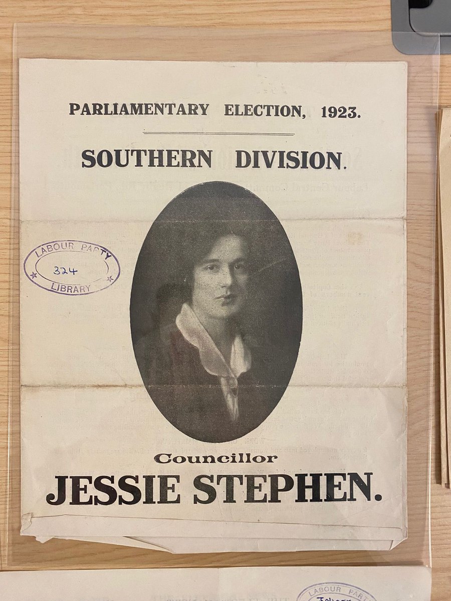LabourTraining's tweet photo. Here’s the election address in Portsmouth South for Jessie Stephen, one of the first women to ever stand for the Labour Party. 

Jessie was a suffragette, a councillor in Bristol &amp; London, and a union &amp; co-op activist. Read her story at https://t.co/GqEuiGOZe7 #centuryofprogress https://t.co/aMavsofBxV