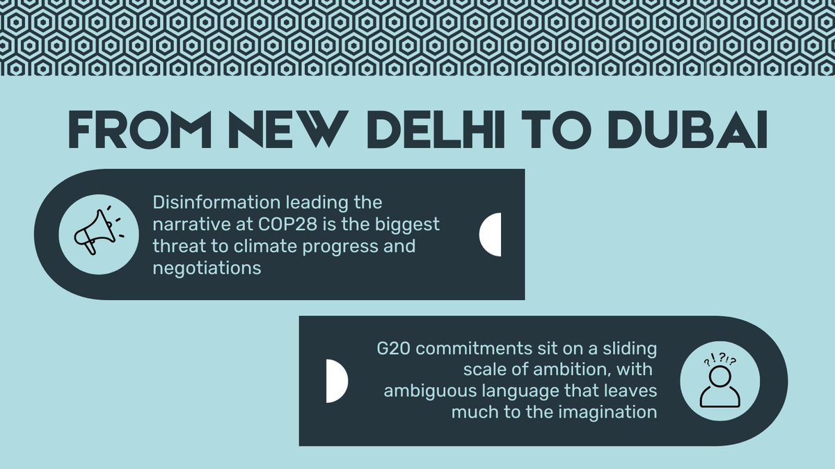 What connects the #G20's New Delhi Summit and #COP28? And how clear are the messages? @brittaneywarren has some thoughts on the issue g20.utoronto.ca/analysis/23120… @g20org @IndiaG2O @COP28_UAE @GloGovProj