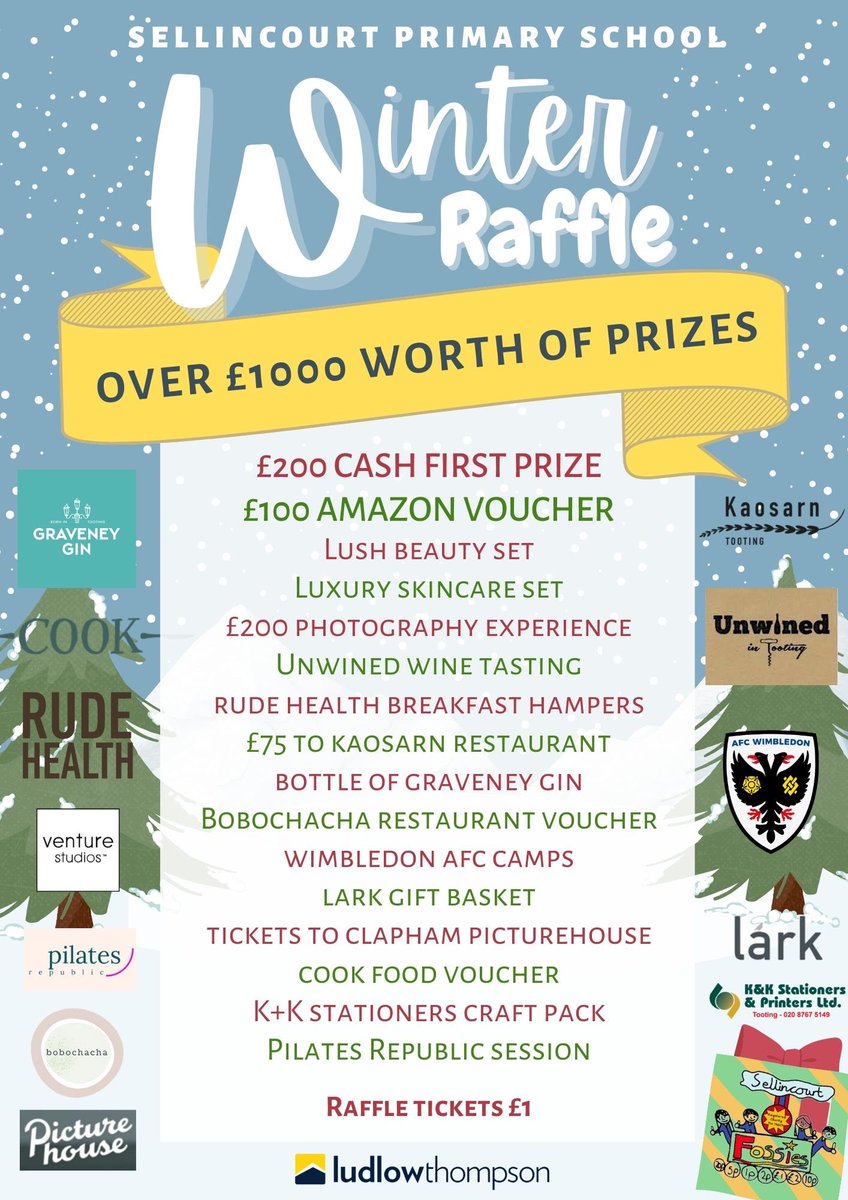 A big thankyou to these fabulous folks. Their kind and generous donations to our Sellincourt Primary School winter raffle will make a big difference to our school community ❤️ #tooting