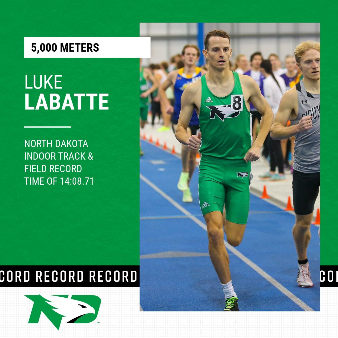 🚨 SCHOOL RECORD! 🚨 

Luke Labatte takes third in the unseeded 5,000m in Boston with a PR time of 14:08.71! That time shattered his previous school record by more than 16 seconds!

#UNDproud | #LGH | #RecordBreakingHawk