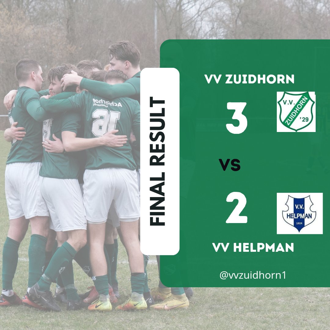 Eindstand VV Zuidhorn - VV Helpman 3-2

#wijzijnzuidhorn