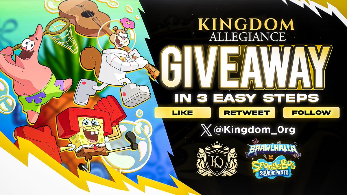 Kingdom eSports (@kingdom_0rg) on Twitter photo π SpongeBob Crossover Giveaway! π
β
How to Enter: β
1β£ Follow! <a href="/Kingdom_0rg/">Kingdom eSports</a>
2β£ Like and Retweet!
3β£ Tag A Friend!
π Winner Drawn Next Week! π
#Brawlhalla #BrawlhallaGiveaway #Giveaway #KingdomOnTop π SpongeBob Crossover Giveaway! π
β
How to Enter: β
1β£ Follow! <a href="/Kingdom_0rg/">Kingdom eSports</a>
2β£ Like and Retweet!
3β£ Tag A Friend!
π Winner Drawn Next Week! π
#Brawlhalla #BrawlhallaGiveaway #Giveaway #KingdomOnTop