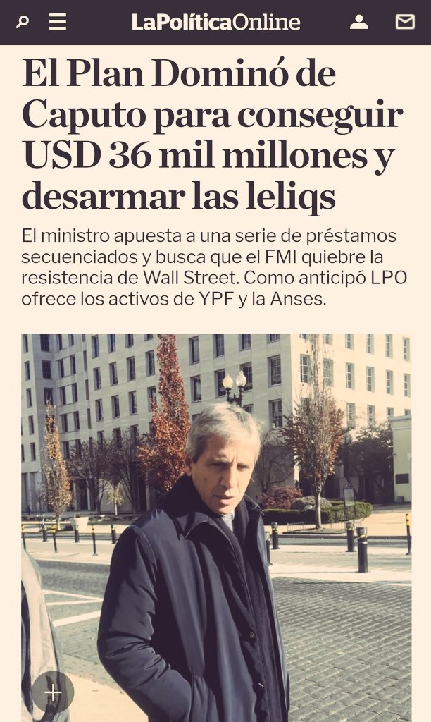 BiondiniCesar's tweet photo. Caputo busca nuevos préstamos para seguir endeudando al país. Mientras los libertarios deliran invitándolo a Stallone a la asunción de Milei, en el mundo real la casta continúa encadenando al país y gestando una recesión con inflación, déficit y desocupación. Avanza Mileizuela. https://t.co/fvtFvnyFJR