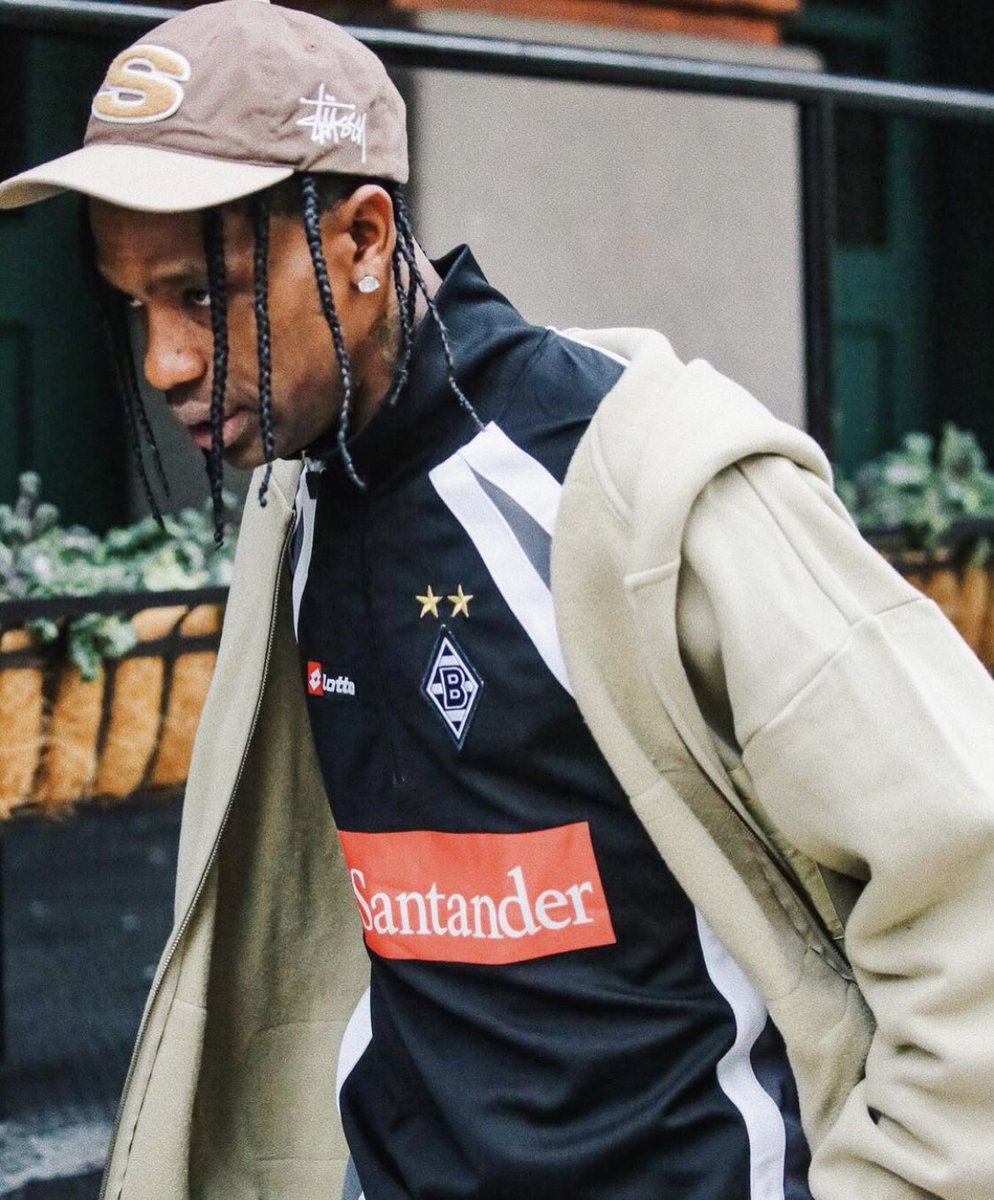 Travis Scott wearing a 2009/10 borussia Monchengladbach youth-team