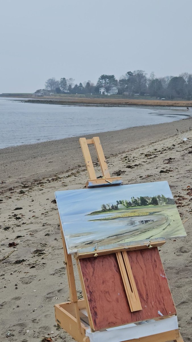 Overcast morning on Southport Beach, but I will take it anyway as it's mild and no wind #enpleinair #oilpainting