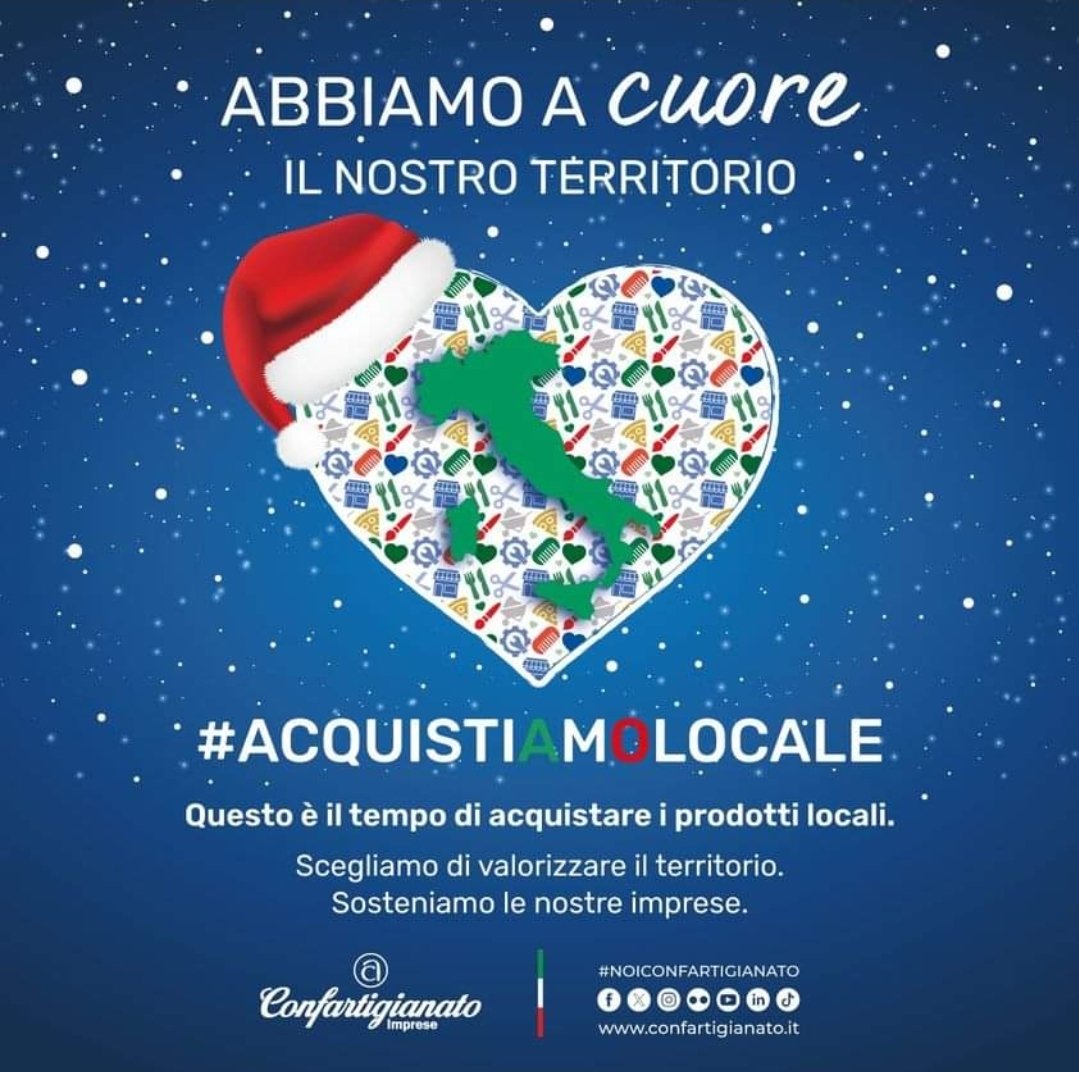 confartMe's tweet photo. Anche quest’anno, Confartigianato lancia la campagna #acquistiamolocale per le spese di #natale. Comprare prodotti del territorio significa rinsaldare un patto sociale tra imprese e cittadini ed essere acquistare un prodotto italiano realizzato da artigiani e #mPMI. 
💙 🎄 https://t.co/D4Yci9x3WJ