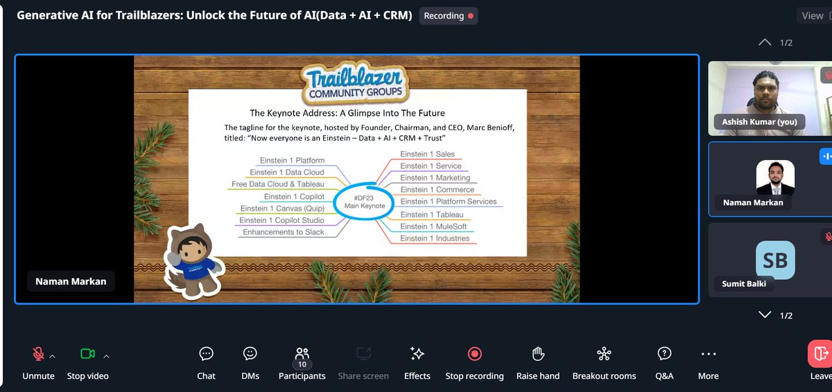 sfdcvaranasi's tweet photo. Exciting Session Alert! 🚀🔍  
Today at the Salesforce Developer Group Varanasi, we had the privilege of diving deep into the fascinating world of Generative AI with our esteemed speaker, @LovNaman ! 🌐✨
#salesforce #trailblazercommunity #Trailblazers https://t.co/aqcU2m1eTj