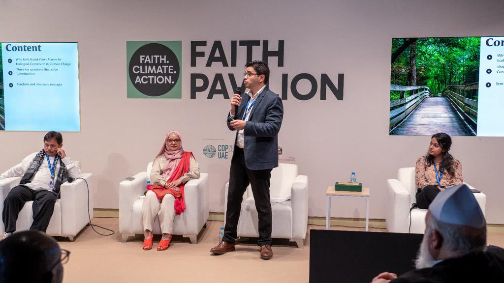 MuslimElders's tweet photo. Session 4 of the Day 2 in the Faith Pavilion at COP28 addressed the various pathways that diverse religious communities have to influence people and societies, with the aim of protecting the planet and preserving natural resources.

#Muslim_Council_of_Elders 
 #COP28 
 #COP28UAE 
#FaithAtCOP28 
#FaithClimateAction
@COP28_UAE
@uaetolerance