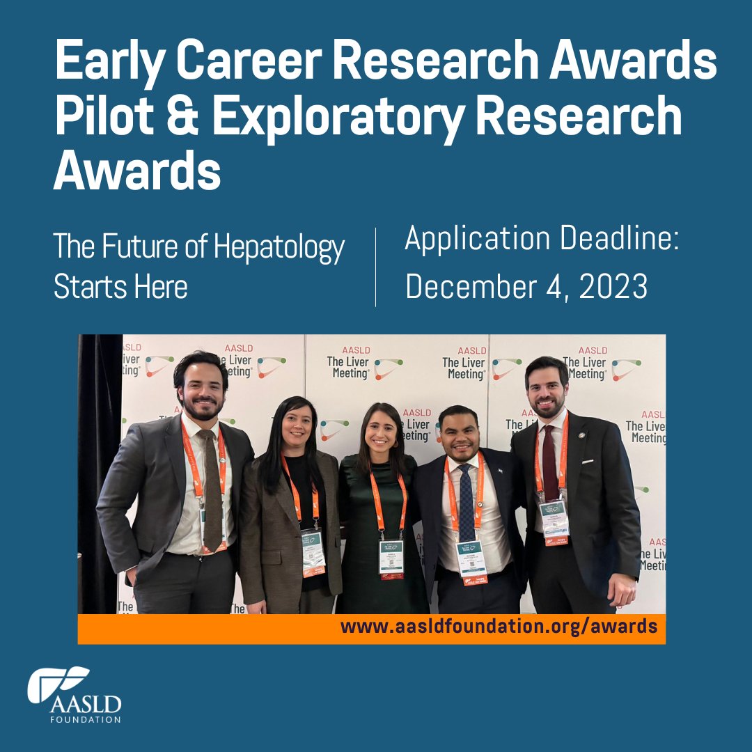 Apply now and secure the funding you need! The application deadline is just around the corner. Discover more and submit your application online at aasldfoundation.org/award-programs…. #LiverTwitter