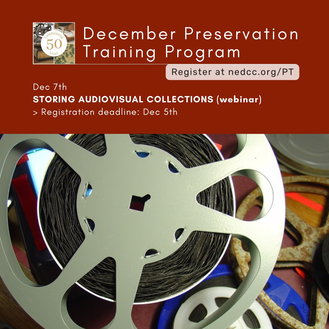 NEDCCInfo's tweet photo. From grooved media to optical discs, join us for an in-depth introduction to STORING AUDIOVISUAL COLLECTIONS. Register in advance at https://t.co/pShxPRTm7E.

#AVpreservation #AudioPreservation #AudioCollections #CulturalHeritage #CulturalPreservation # https://t.co/dx96nj1LKm