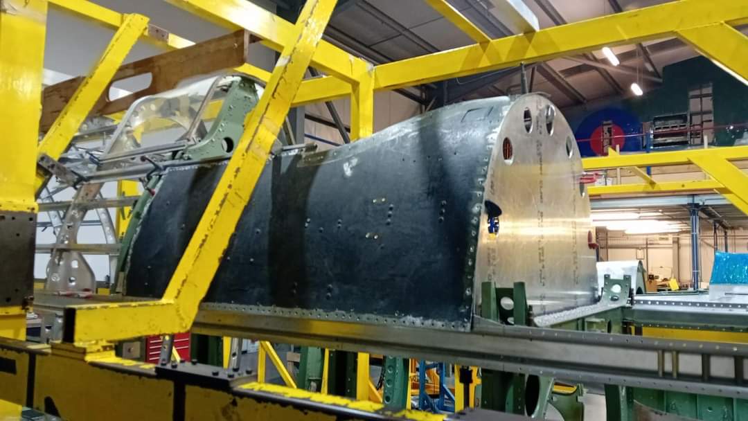 SpitfireAA810's tweet photo. The fantastic team at Airframe Assemblies Ltd are continuing the work on AA810’s fuselage as we head towards the exhibition at Imperial War Museum Duxford at the end of this month. @IWMDuxford
#AA810 #Spitfire #sandysspitfire https://t.co/3rHVm5jQW1