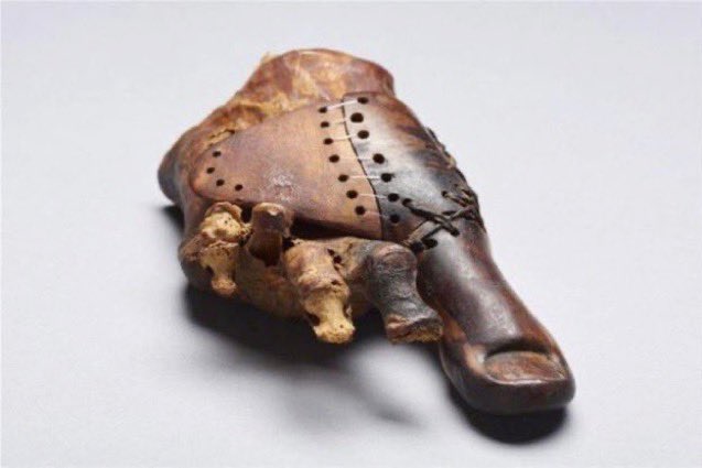 ¿Ortopedia en el Antiguo Egipto? ¡Esta espectacular prótesis de madera y cuero pertenece a la momia de Tabaketenmut, la hija de un sacerdote, que vivió hace casi 3000 años! 📷: Matjaž Kačičnik/University of Basel.