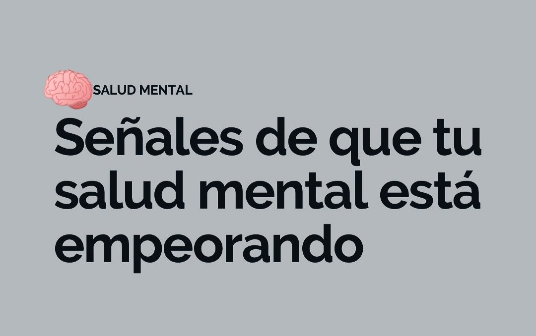 ✨9 SEÑALES QUE INDICAN QUE TU SALUD MENTAL EMPEORA✨

✨En este hilo compartiré contigo señales claras de que tu salud mental está empeorando y si necesitas más orientación, encontrarás cómo comunicarte conmigo al final del hilo✨

📂Guárdate este hilo📂

Empezamos🧵👇