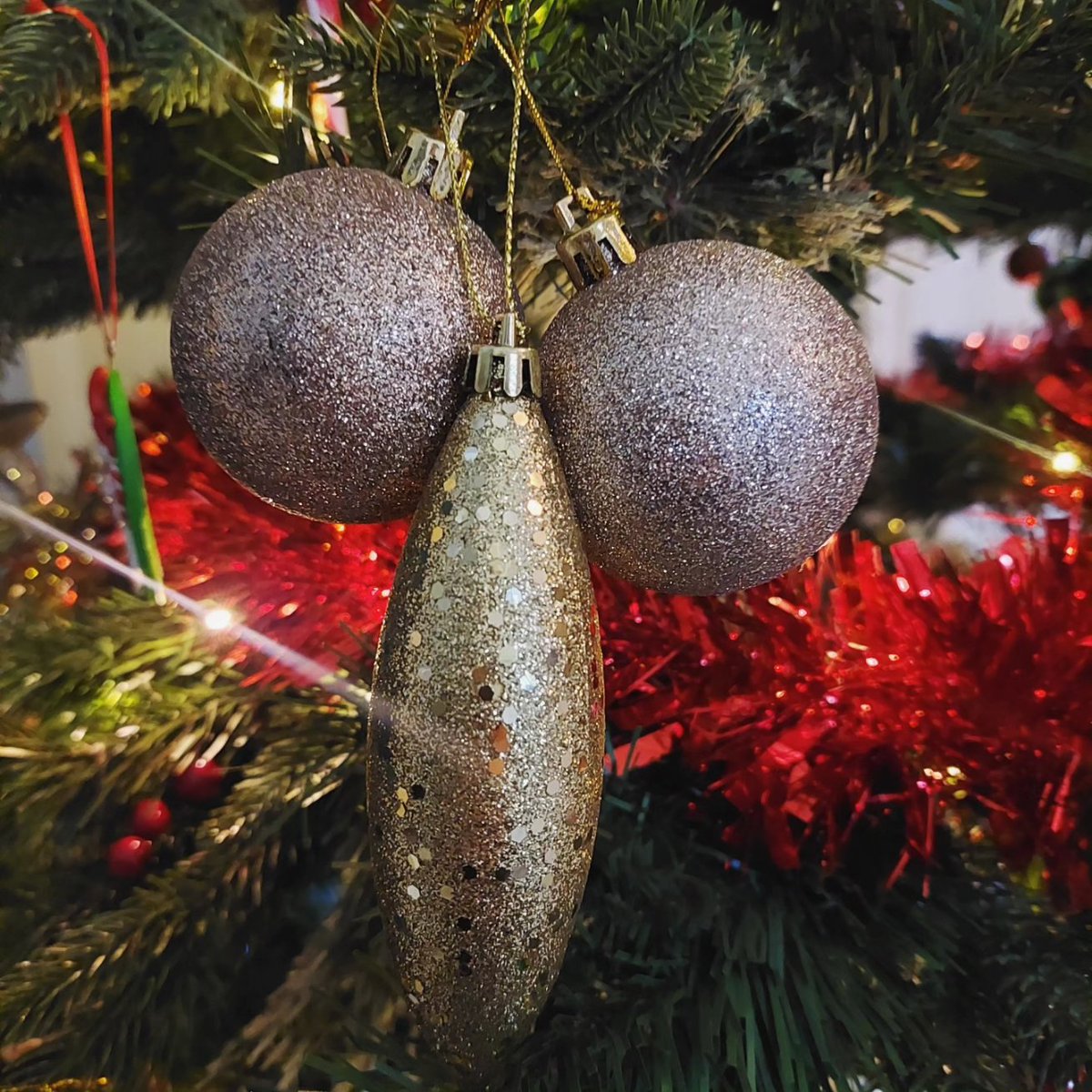 The teenager's contribution to the tree decorating.
I'm so proud.