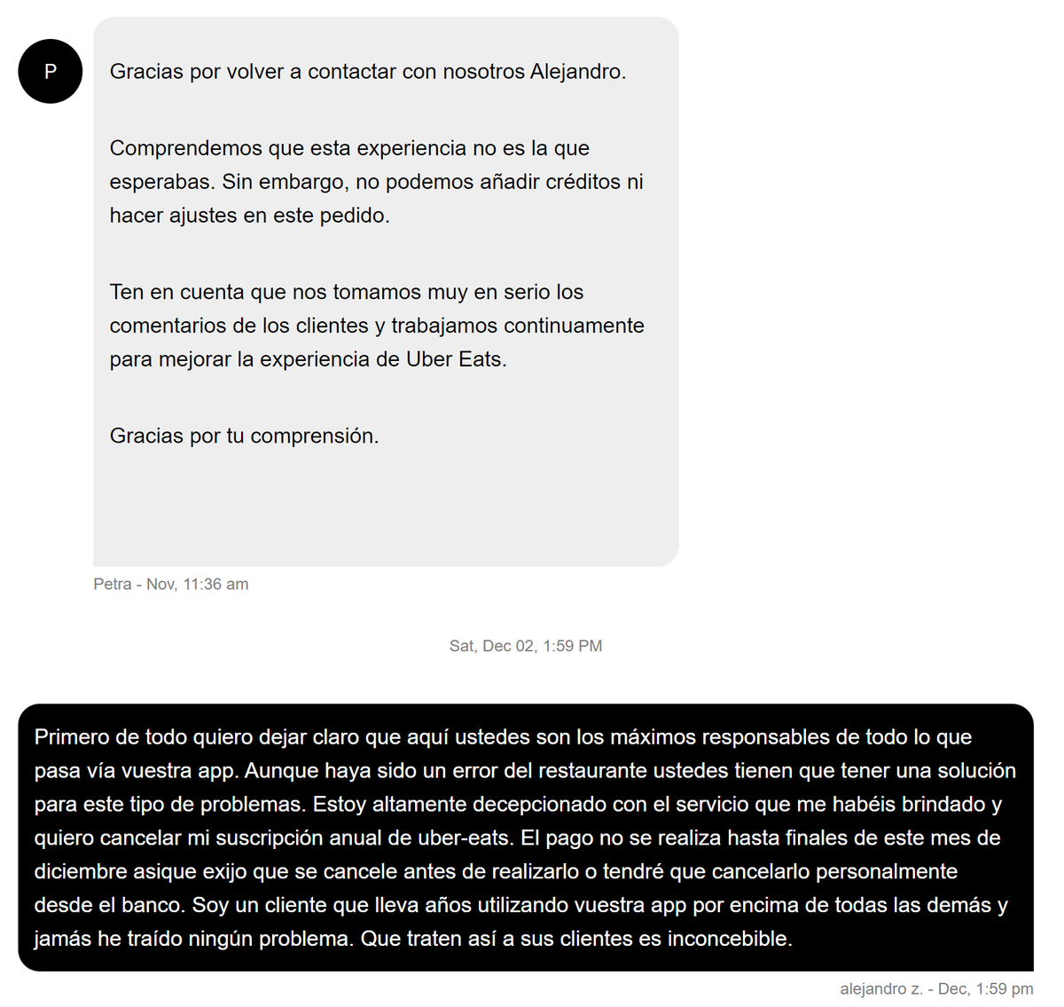 AlejandroZwanck's tweet photo. @UberEats Que traten a un cliente de esta manera, con mensajes automatizados sin tener derecho a defender tu caso cuando te han estafado casi 20€. No se hacen responsables de lo que pasa en su propia plataforma. Es lamentable. https://t.co/MaEHMLGRvO
