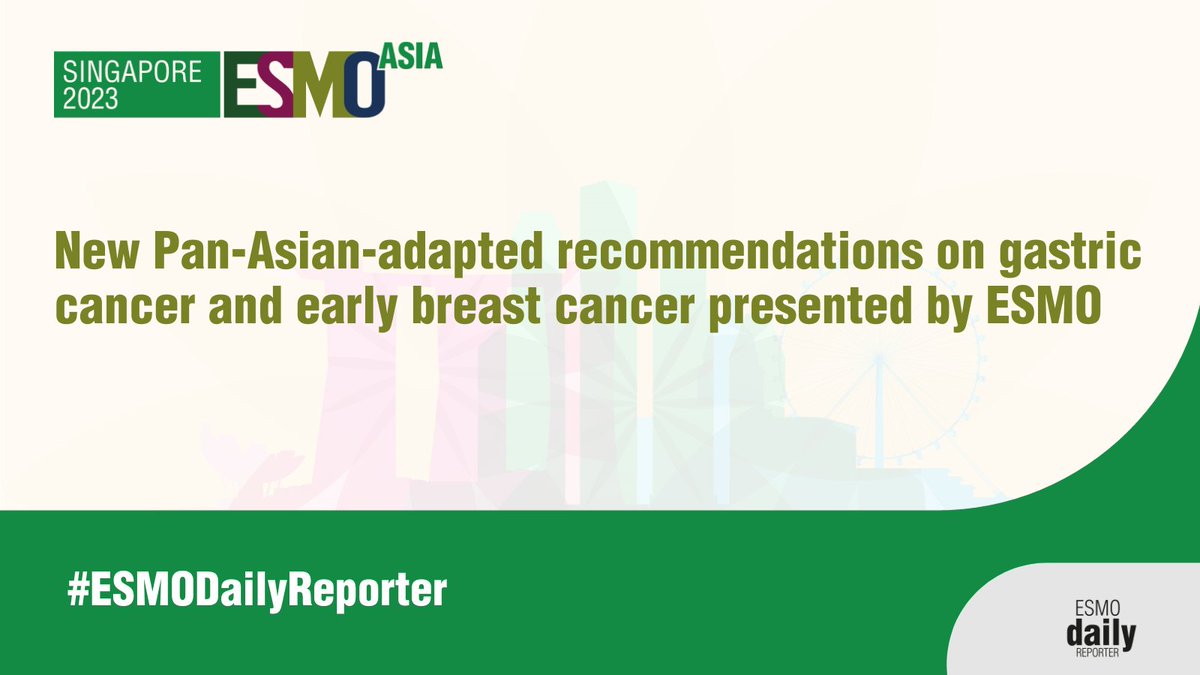 myESMO's tweet image. Two new Pan-Asian Guideline Adaptations of the ESMO Clinical Practice Guidelines on #GastricCancer &amp;amp; #EarlyBreastCancer presented at #ESMOAsia23 reflect younger age of disease occurrence &amp;amp; lack of treatment data in Asia
Full article on #ESMODailyReporter
ow.ly/PXHy50QeGf3