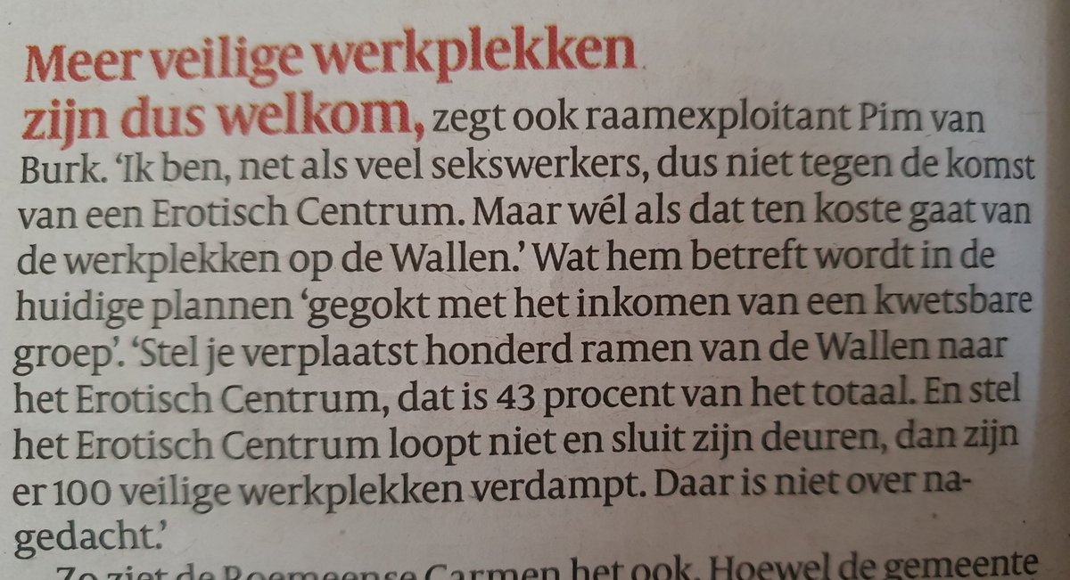 Sinds April moeten de ramen al om 3 uur 's nachts sluiten ipv 6 uur. Daardoor lopen sekswerkers inkomsten mis met als resultaat meer risico's &amp; meer geweld tegen sekswerkers. Hier hebben wij raadsleden vorig jaar al vaak voor gewaarschuwd, maar het kon ze duidelijk niets schelen.