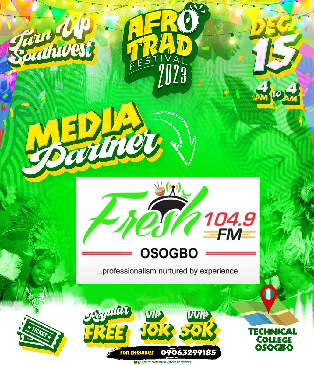 @freshfmosogbo | AfroTradFestival2023 OFFICIAL MEDIA PARTNER 💚💫

#afrotradfestival2023