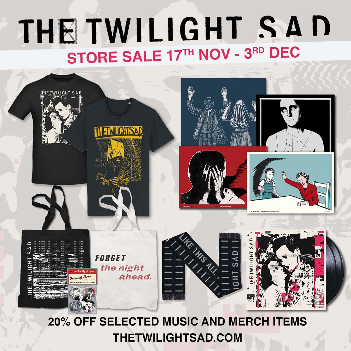 ❄️ Winter Sale ❄️ Now that it’s December, it might be time to start thinking about Christmas presents for the Sad fan/s in your life. ICYMI - there’s 20% off all items in our merch store ending tomorrow ⚡️ thetwilightsad.com/collections/me…