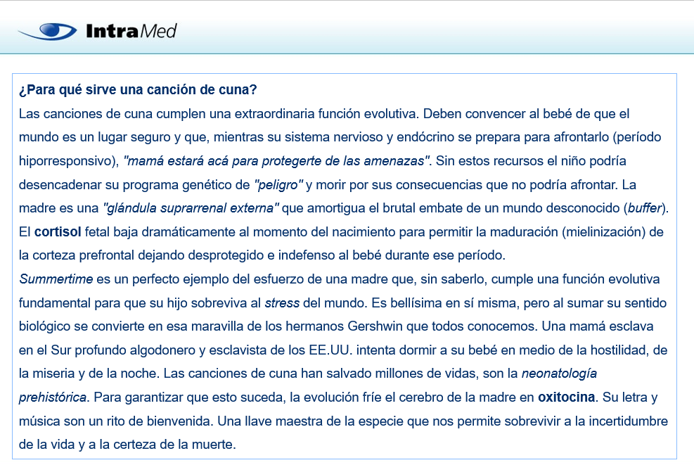 IntraMedNet's tweet photo. No solo el lenguaje. Las canciones de cuna cumplen una función evolutiva fundamental,  han salvado millones de vidas, son la "neonatología prehistórica". https://t.co/7F2ojnabr3 https://t.co/6tEURfhBTr
