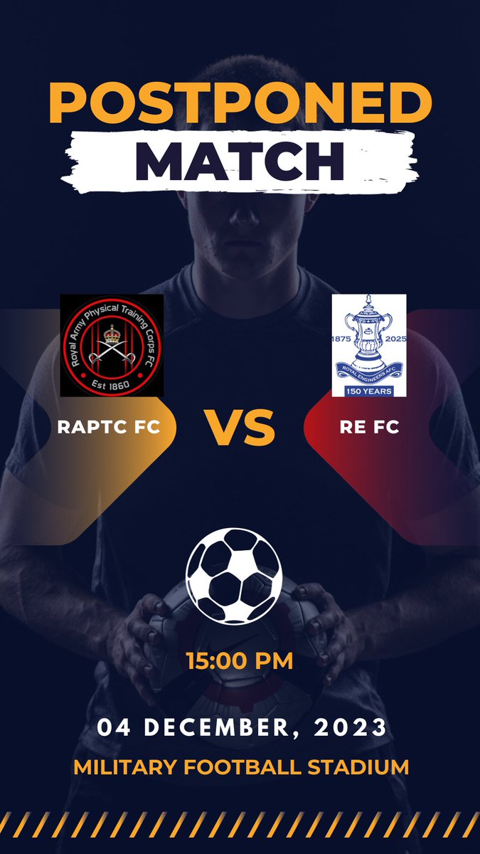 🔊 | Postponed! Our next fixture against @sapperfootball has been postponed and will be rescheduled within the New Year. @RAPTC_Official @Armyfa1888 @ArmySportASCB