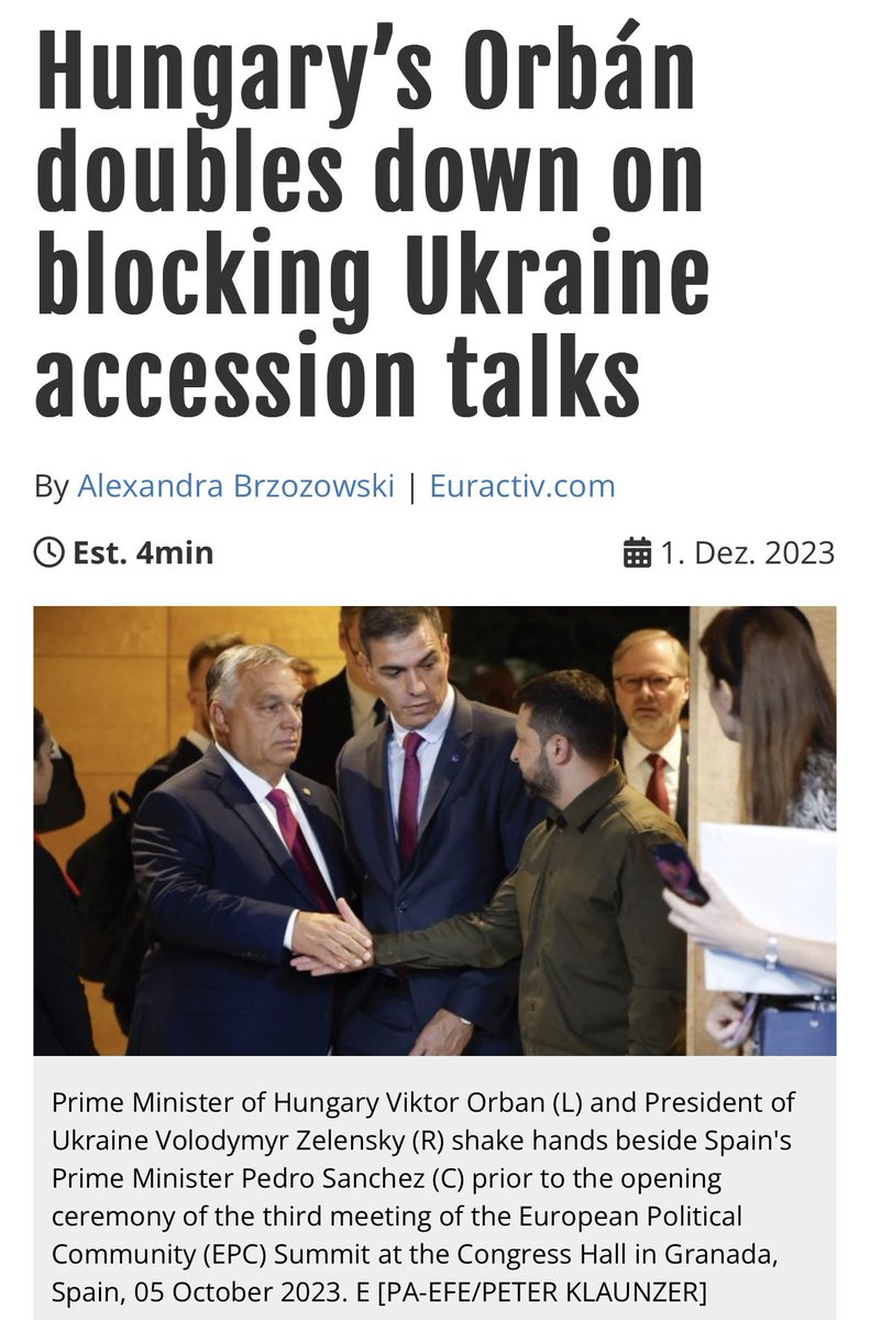 🐢🐢🐢🐢🐢🐢🐢🐢 How enlargement dies (part one) Blocking accession talks with Ukraine & Moldova would be disastrous - unfair, destabilizing political madness. But it looks ever more likely. Orban blocks Ukraine. If Bosnia is blocked, Austria blocks others. The Dutch block…