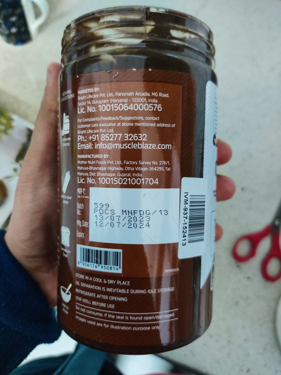 32Shubham's tweet photo. @MuscleBlaze Delivery date  1 Dec and It's manufactured on 15 July. This peanut butter tasted so bad and stale. Your customer care says that you don't replace products on the basis of "taste". Then why dont you deliver an item which was manufactured early. Worst customer support. https://t.co/AEBXahoJ61