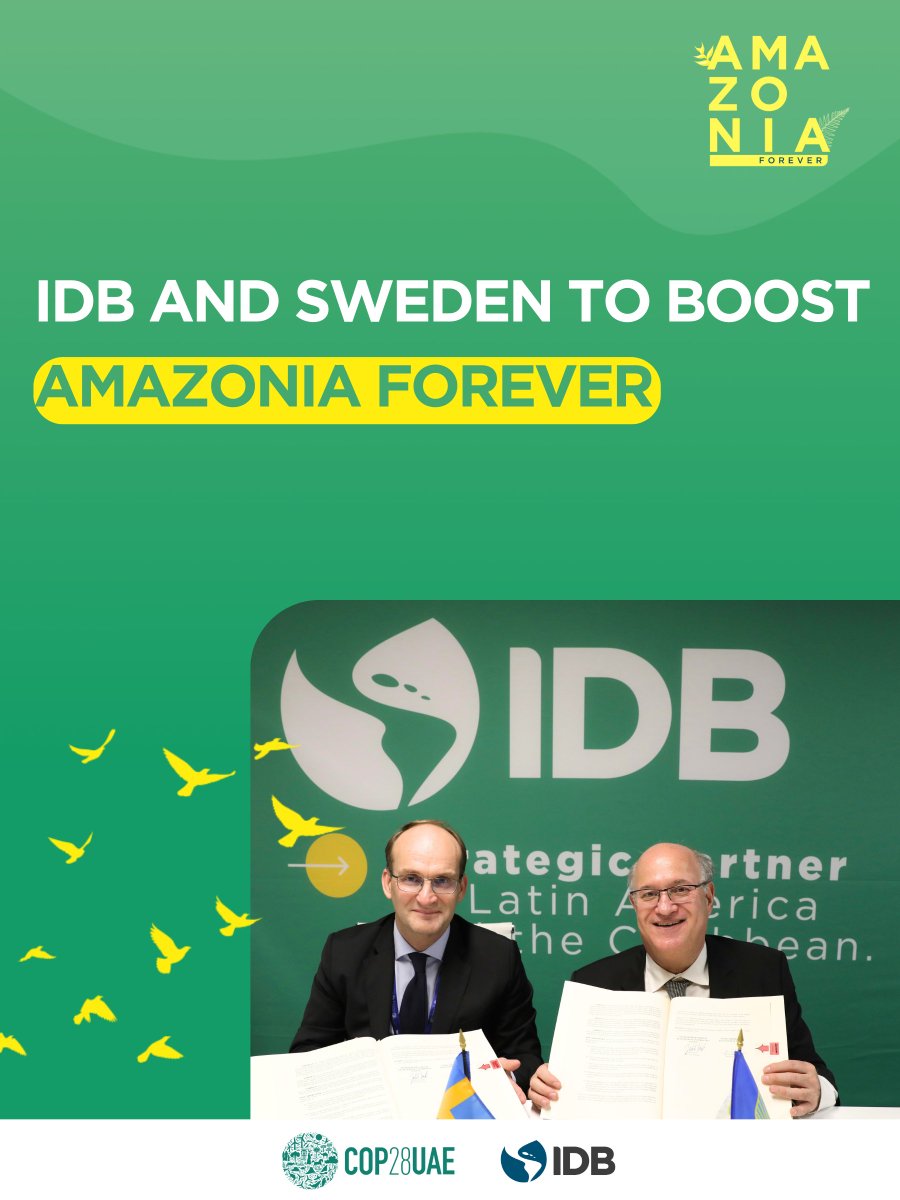 The IDB and @Sida, the 🇸🇪 Swedish Intl Development Cooperation Agency, will work jointly to finalize a guarantee partnership to expand the funding capacity of #AmazoniaForever, an IDB program aimed at accelerating sustainable development in the #Amazon. 🔗…