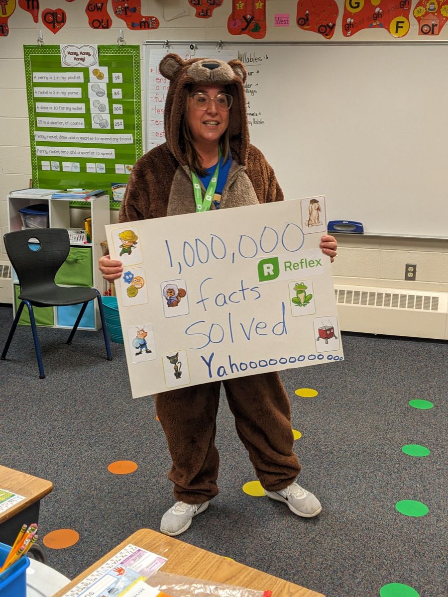 Coach Penny had to make an appearance yesterday to celebrate our one million facts solved milestone. I truly love my job. 
#explorelearning
#reflexmath 
#coachpenny