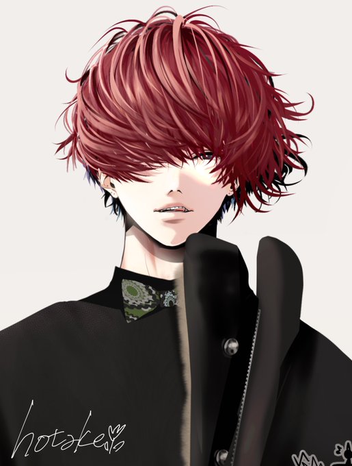 「hair over eyes red hair」 illustration images(Latest)