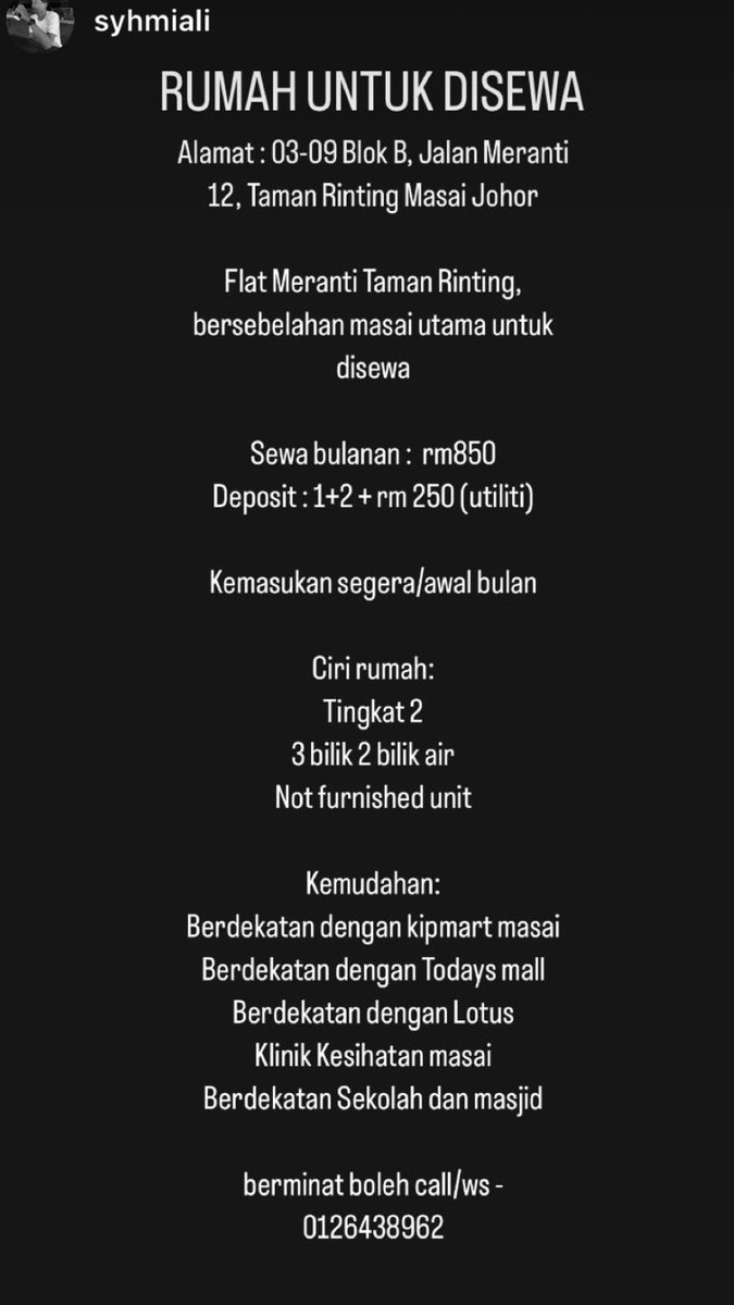 tipahhhhh's tweet image. calling out pada orang pasir gudang yang mencari rumah sewa. boleh pm atau call nombor diberi 👍