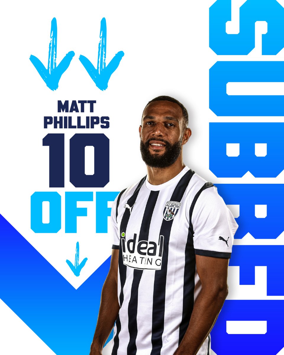 WBA's tweet photo. We're forced into a change.

➡️ Swift.
⬅️ Phillips

💙🤍 0-0 🦊 | (45+1') https://t.co/FhKN3wkLtF