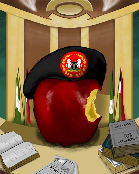 Many believe it was, some believe it wasn't.

Here is what my canvas says.
An apple one fateful day, kept the General away!