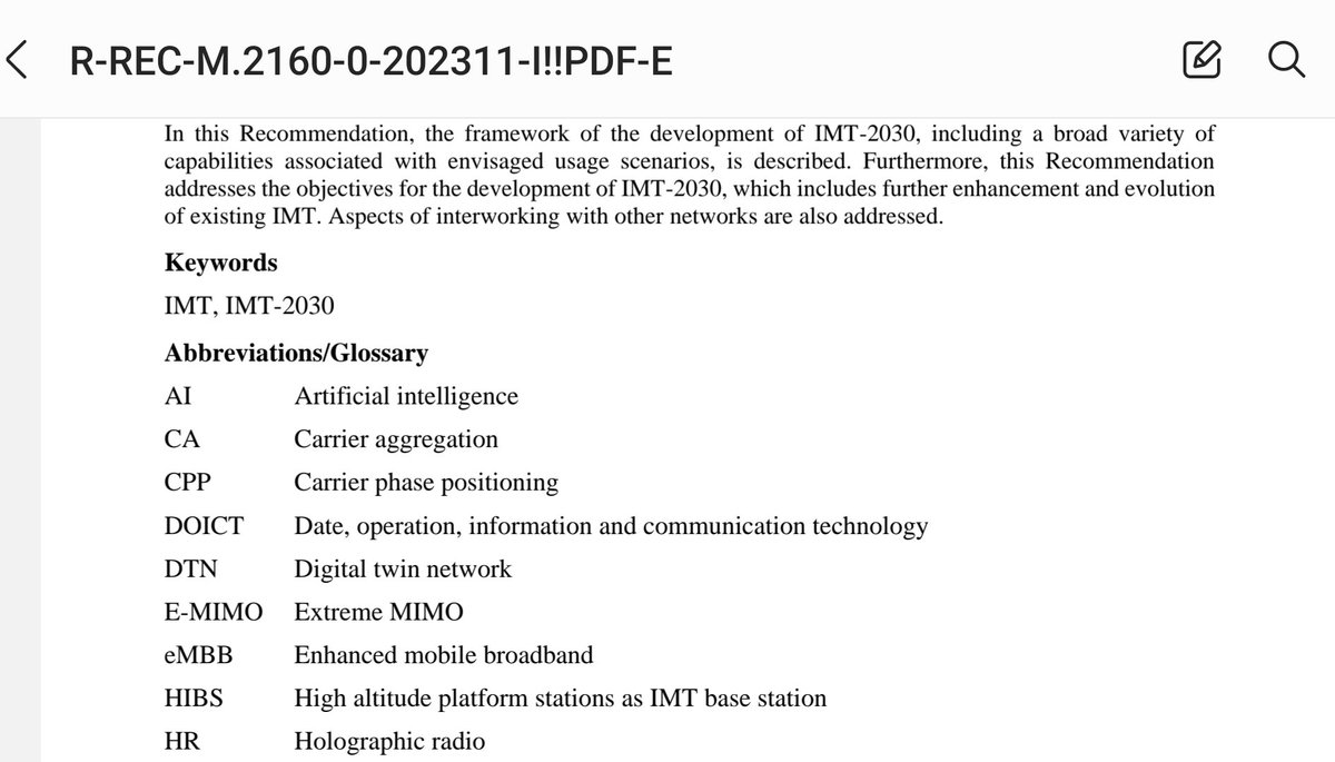 Cuando empezas a leer la última recomendación de la @ITU que define el framwork de la próxima generación de redes móviles y sólo las abreviaturas ya te ponen contento #IMT2030 #5Gto6G #NerdForNets