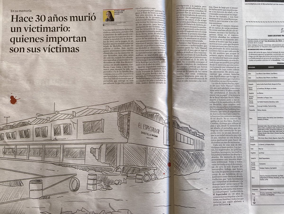 jdlaverde9's tweet photo. Aprovecho para recomendar este texto sentido de la editora judicial de El Espectador María José Medellín Cano, nieta de Guillermo Cano, quien nos recuerda que mientras del capo –a quien se rehúsa a nombrar– hay grafitis, camisetas y narcotures, de sus víctimas nadie se acuerda. https://t.co/VNxG4PkMTZ