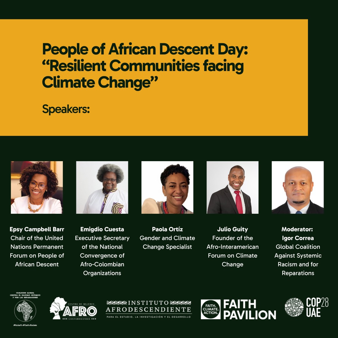 Le invitamos a sumarse a la transmisión en vivo del dialogo "Esperanza y justicia Afro climática" en la COP-28, Dubai. >Domingo 3 de diciembre. 8:30 a.m. (hora Colombia) faithatcop28.com/live-stream