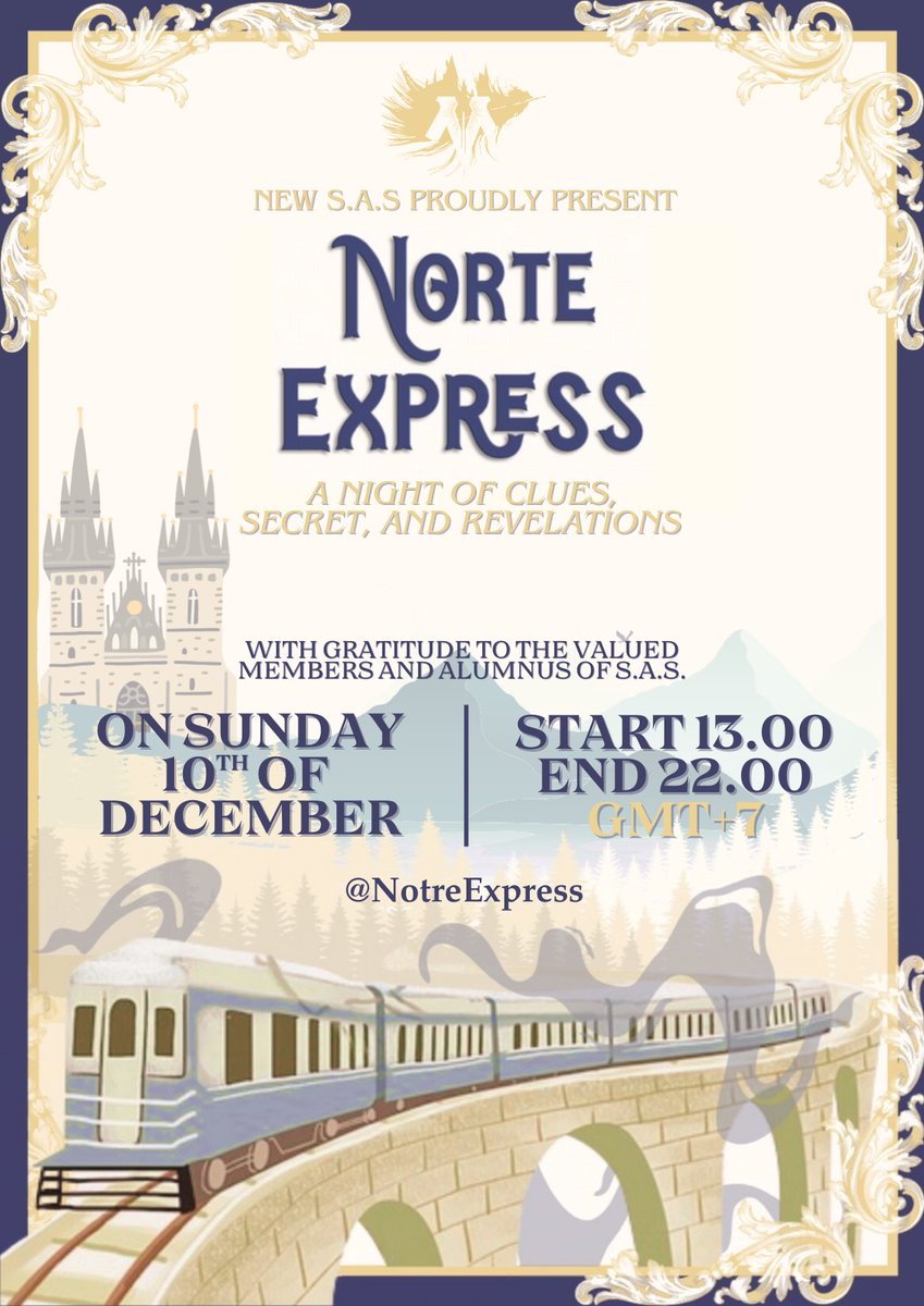 NotreExpress's tweet image. ㅤ
We would be delighted to welcome our prospective Norte Express passengers for a pleasant experience throughout the journey. Accompanied by various twists and treacherous encounters.

NORTE EXPRESS,
on 10th of December 2023.
ㅤ
