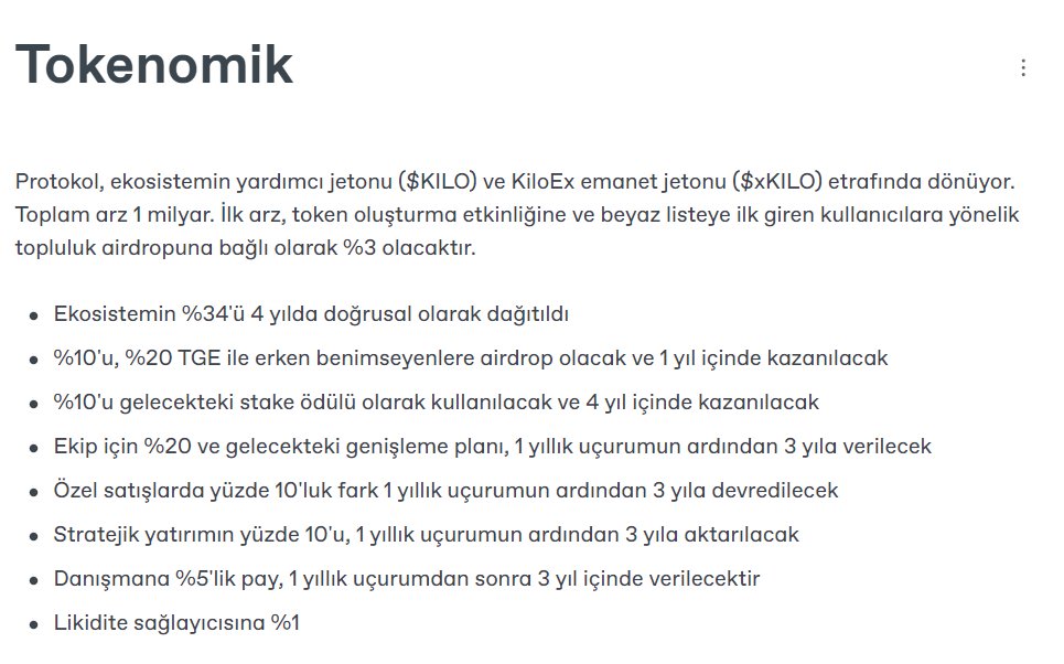 sinavkk's tweet photo. 🪂 #Binance Yatırımlı KiloEx #Airdrop büyük kazandıracağına olan inancım daha da artıyor. Neden diye soracak olursanız istatistikler eşliğinde ispatlayayım

KiloEx Airdrop Büyük Kazandıracak ?

✨ $KILO toplam arzı 100m ve bunun %10'u yani 10m Token Airdrop için ayrılmış. TGE'de ise %20'si açık olacak ve kalan %80 ise 1 yıl içinde dağıtılacak ki bizim için daha iyi olacaktır

✨TGE'de ise toplam arzın %4'ü gibi düşük bir oran dolaşımda olacak. Airdrop, Dolaşım Miktarının %50 sine denk geliyor. Böylelikle alacağımız $KILO Tokenleri yüksekten satabileceğiz💹

✨Airdrop Point Etkinliği ile toplanılan puanlar $KILO Tokene dönüşecek. Şu anda toplam 20m Puan toplanılmış. TGE kadar 200m puan toplanır dersek Puan başına 0,05 $KILO düşecek. Ben 55k'ya yakın puan topladım ve bunu 150k-200k puan yapacağım

✨200k puan topladığımı ve Puan Başına 0,05 token varsayarsak 10,000 $KILO kazanmış olacağım. İlk başta 4m tokenin dolaşımda olacağı için Mcap 20m olarak ele alırsak token değeri 5$ denk geliyor. Binance gelirse 3-4x düşünün✅

✨Stratejime gelecek olursak, işlem açtığım zaman genel olarak fee ücretlerini kazanmaya oynuyorum. Örneğin işlem aç kapa yapığımda 3$ fee gidiyorsa 3$ kârda işlemi kapatıyorum. Böylece daha hızlı bir şekide puan kasıyorum. Bazende fırsat çıkarsa bekletiyorum (Görseldeki gibi🖼️)

✨Platform 3 ağ tarafından destekleniyor. #Bnb, #opbnb ve #Manta. Düşük ağ ücreti nedeniyle Opbnb ağını kullanıyorum. Dileyen arkadaşlar $MANTA Airdrobu için Manta ağını kullanabilir

Bnb: https://t.co/qfWSd9EjGT
Opbnb: https://t.co/Dat2eP5CRo
Manta: https://t.co/LSdRThDZ44

🪂KiloEx Airdrobunun değerli olacağına dair ispatlarım bu şekilde. Bu kazançlar 200m puan dağıtımına göre hesaplanmıştır. Belki daha yüksek belki daha düşük ama bildiğim bir şey varsa çok kazandıracağı✅

Bildiğim kadarıyla @paralog1 ve @KriptoLisa aktif olarak kasıyorlar. Bu tweet hakkında görüşlerinizi duymak isteriz 💬