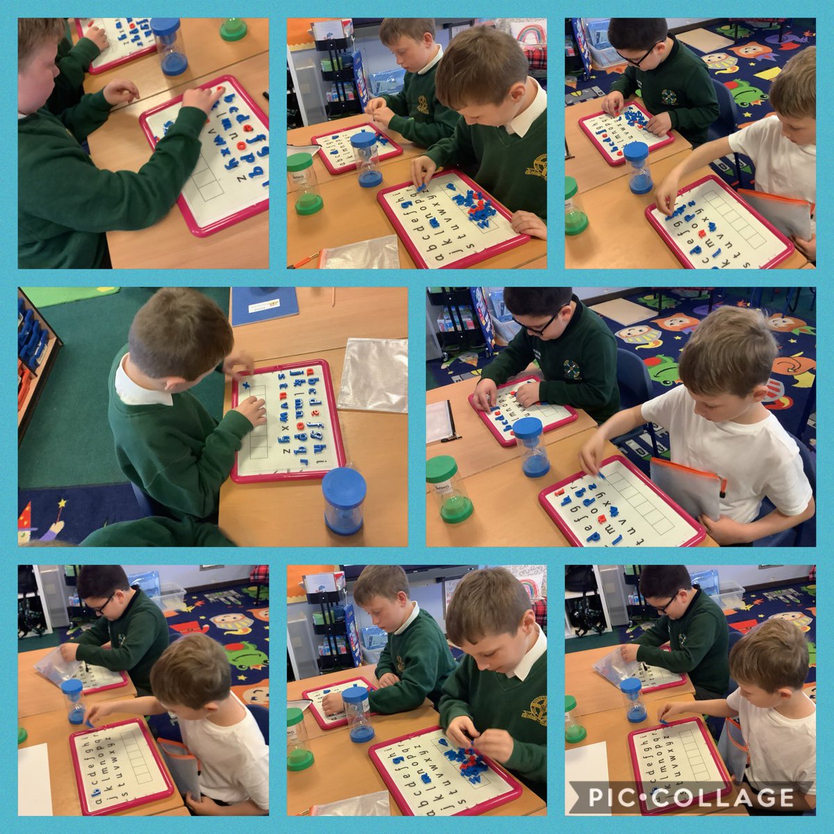 Alphabet matching challenge! We timed ourselves to see how fast we could read and match each letter of the alphabet! Some of use gave ourselves an extra challenge to come up with a word to match each letter too!