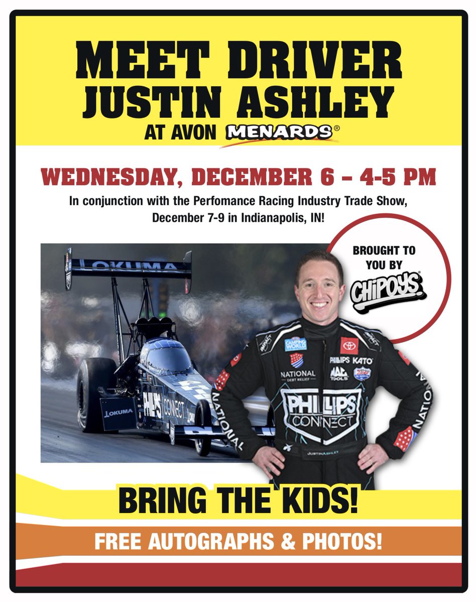 Hey Indianapolis locals and those headed to @prishow! 👋 Stop by the @Menards in Avon, IN next Wednesday, December 6th to meet @thejustinashley! 📅: Wednesday, Dec 6th ⏰: 4-5PM ET 📍: Menards, Avon, IN