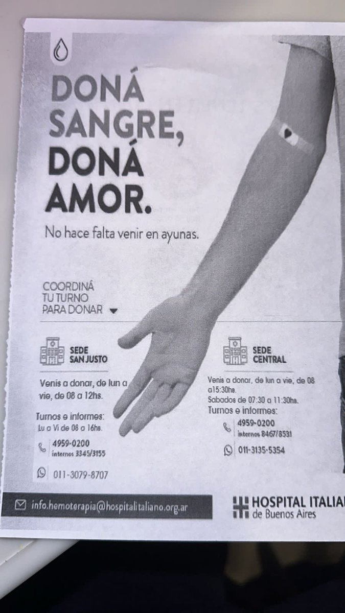 Mi papá esta internado. Si alguien puede donar, se los agradezco