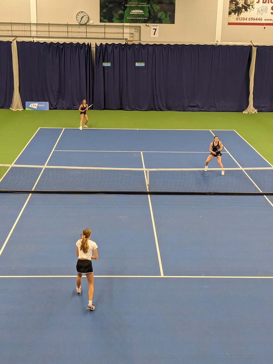A tough defeat for Maddie and Marina in the doubles against Talbot Heath in the @the_LTA National Tennis Finals means we need a win from Tilly and Ellie to take it to a tie break! 🎾🤞