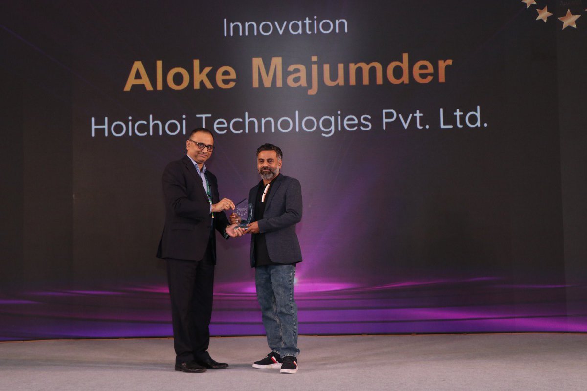 alokemajumder's tweet photo. Overwhelmed with joy on winning the prestigious ICMA Awards 2023 at #INFOCOM2023 ! Huge shoutout to my incredible team at @hoichoitech . Heartfelt thanks to @infocomconnect https://t.co/tyUUn7SXxu