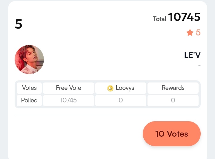LE_VotingGlobal's tweet photo. 231202 #LEVote_UPDATE | KOOKY
Vote for #LEV (LE'V) in the #BestACE of December poll on Kooky📣
📊 Rank 5 (10,7XX votes)
🗳https://t.co/6z1ASaSFCy
📅~DEC 8 ⏰3PM KST
🎯70K votes /Top4
#KookyPromotion #KookyGallery #KookyRanking #BestAce_Dec
#KookyOulim #TheOulim #Oulim_Tokyo https://t.co/uQtnmuvUl1