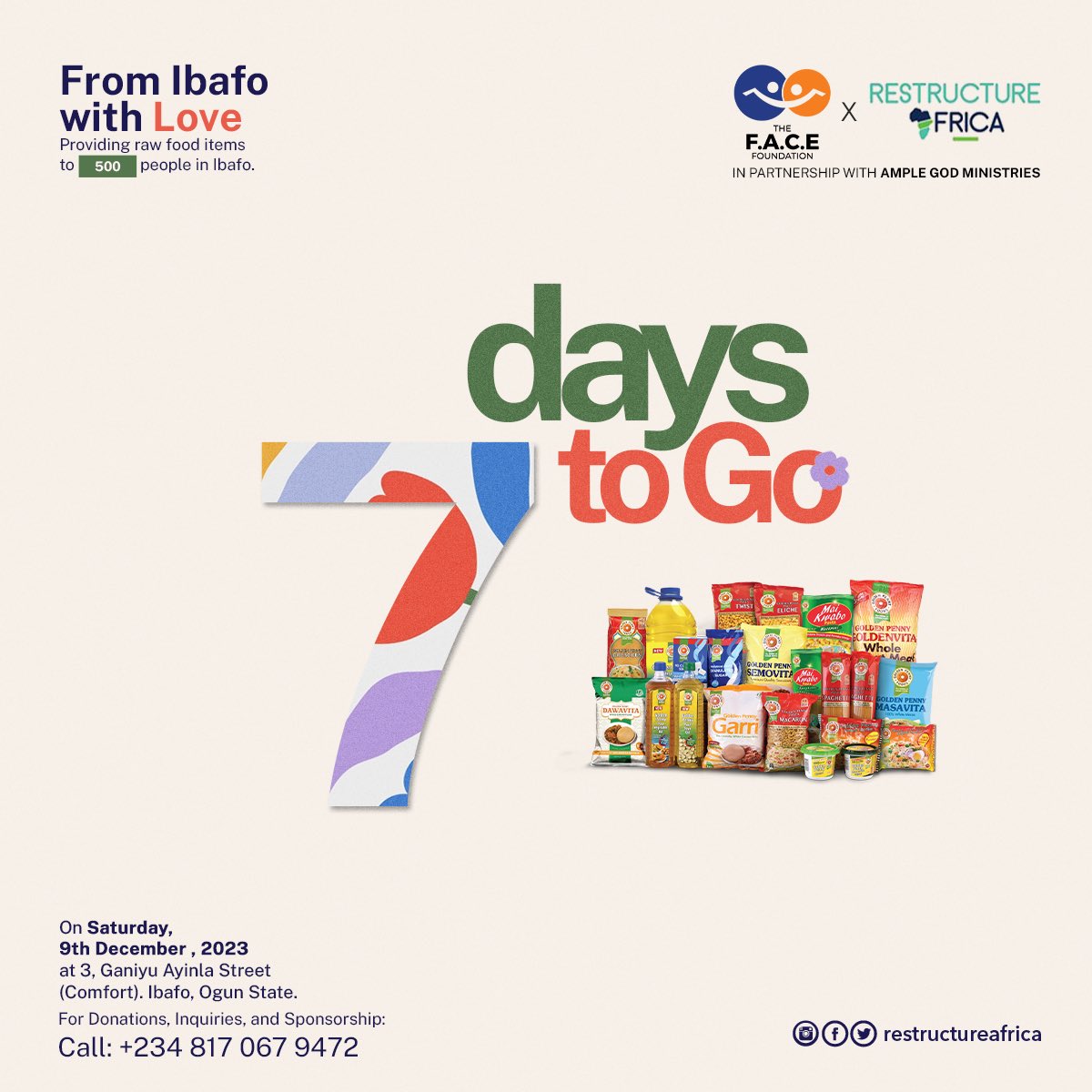 RestructureA's tweet photo. We are 7 days away from the #IbafoWithLoveProject join the marching train of volunteers for the #IbafoWithLoveProject on the 9th of December 2023. 

You can join by registering with the link below 👇🏼 

https://t.co/lYmz3oom4a https://t.co/gU9YJa4uQU