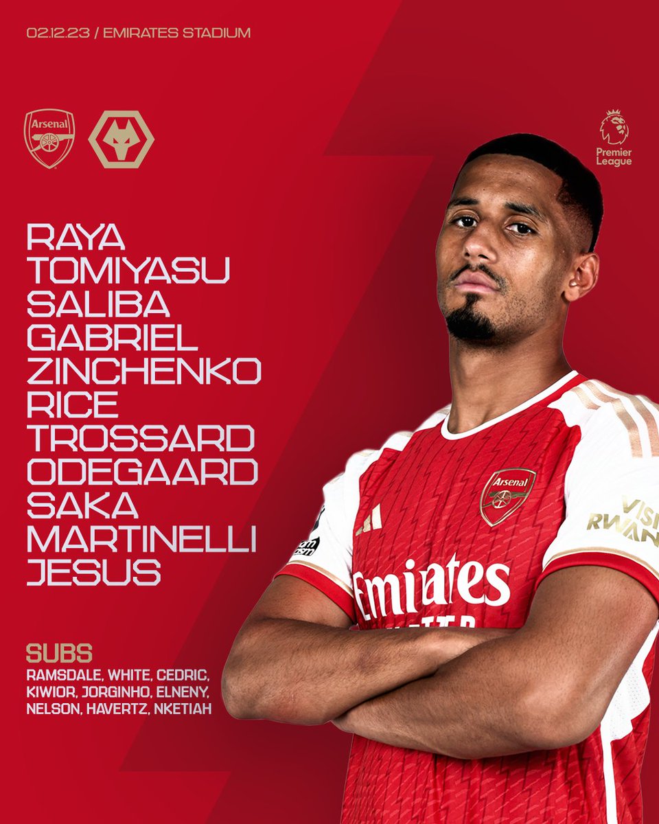 Arsenal's tweet image. 🔴 𝗧𝗘𝗔𝗠𝙉𝙀𝙒𝙎 ⚪️

One change from Wednesday night - Trossard comes in for Havertz

COME ON YOU GUNNERS!