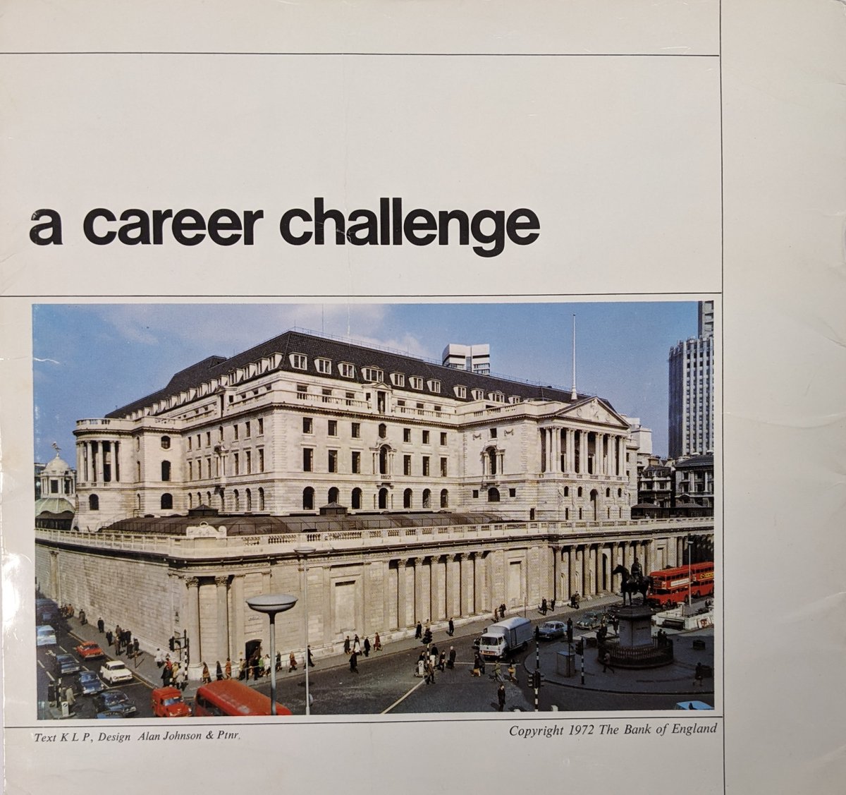 boemuseum's tweet photo. We love the design of this 1970s careers pamphlet. This item was produced to encourage school leavers to consider joining the staff of the Bank of England. Check out the computer centre on the front cover! 🖥️ #EYAChallenge #BoEArchive https://t.co/cfYqazupkf